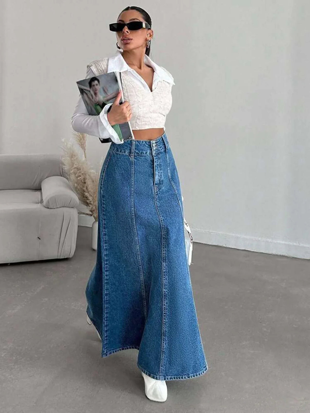 Long Denim | Falda Midi de Mezclilla Estilo Urbano