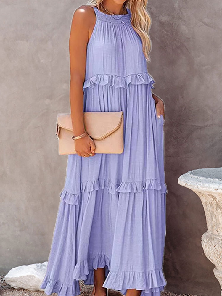 Valentina/Vestidos Midi con Volantes Elegantes