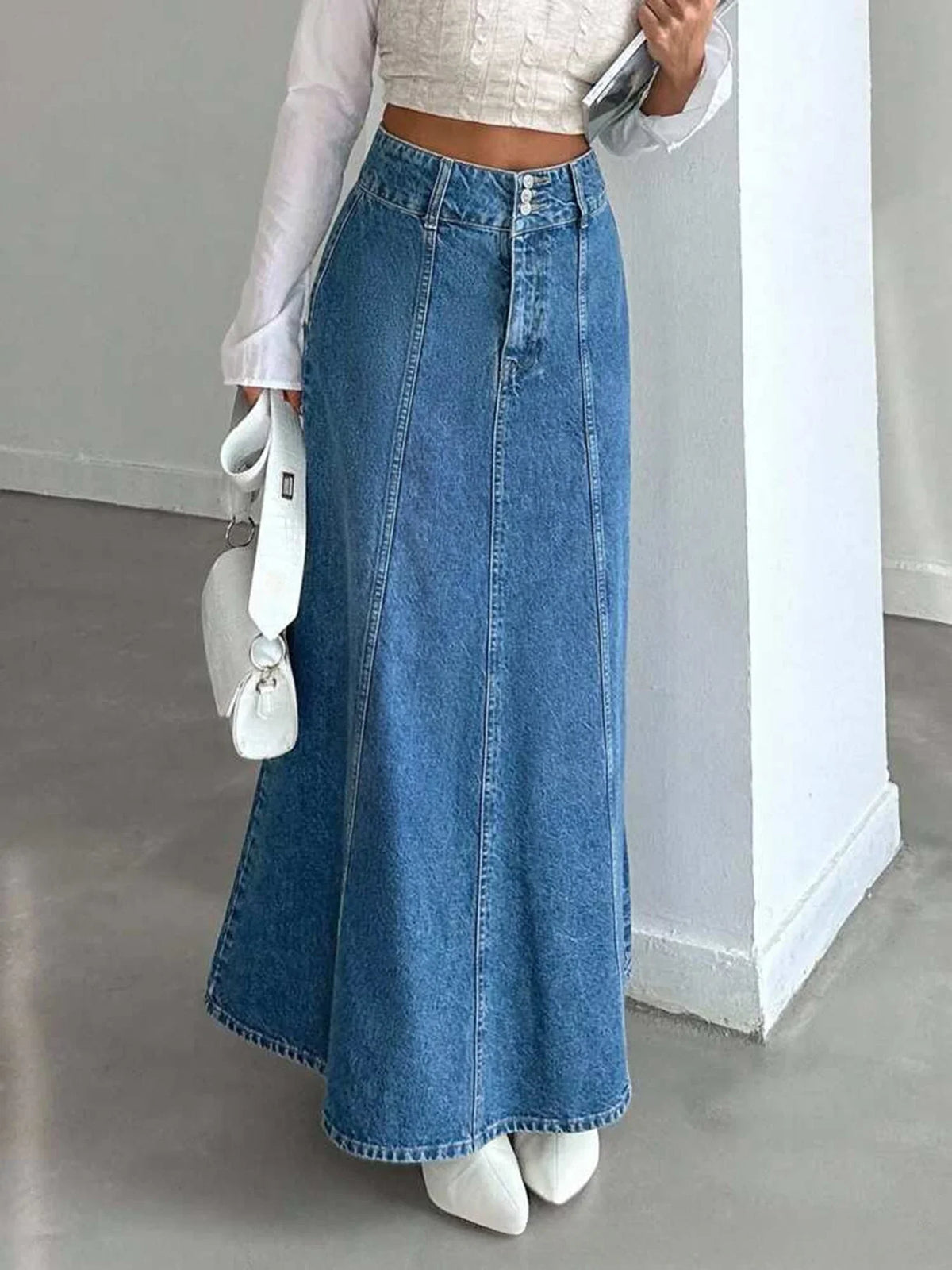 Long Denim | Falda Midi de Mezclilla Estilo Urbano