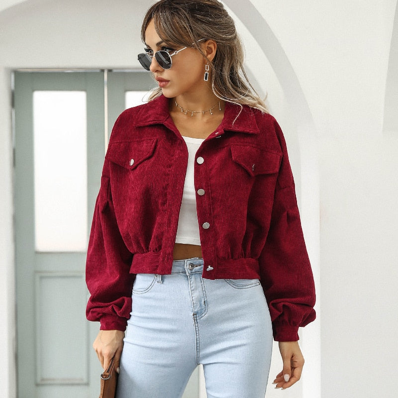 Giselle/Chaqueta corta de Pana Texturizada