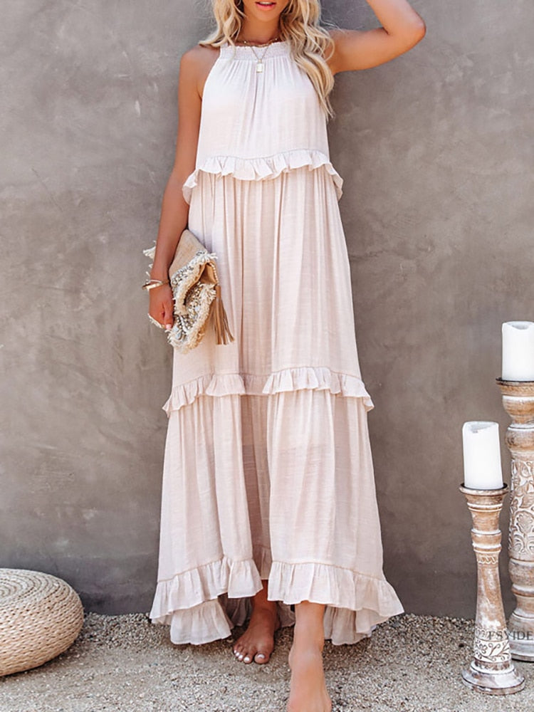 Valentina/Vestidos Midi con Volantes Elegantes