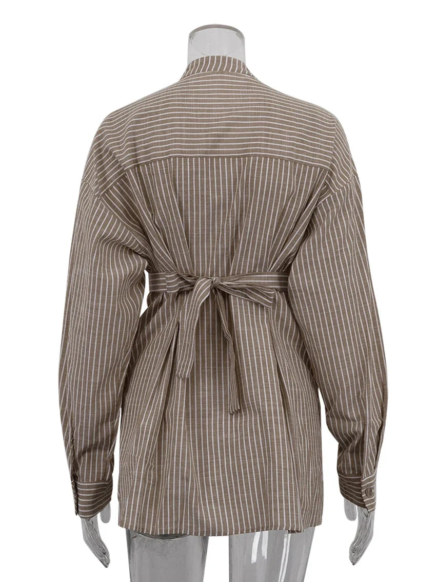 Siena/Camisa Oversized de Rayas Marrones