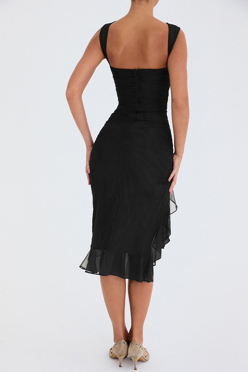 Vestidos Midi Elegante con Volantes