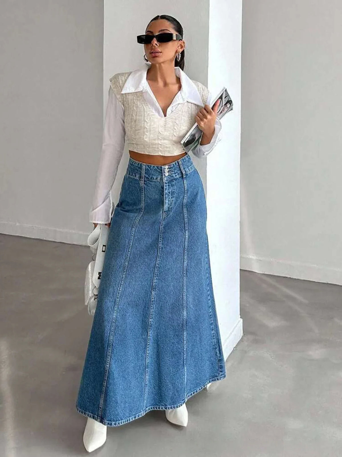 Long Denim | Falda Midi de Mezclilla Estilo Urbano