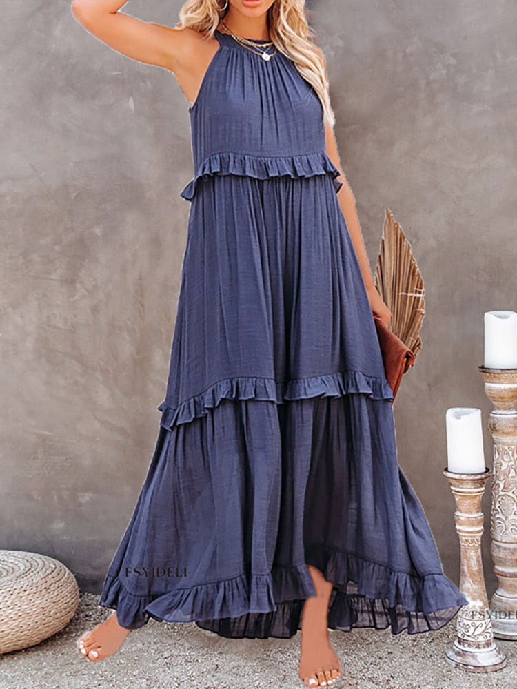 Valentina/Vestidos Midi con Volantes Elegantes
