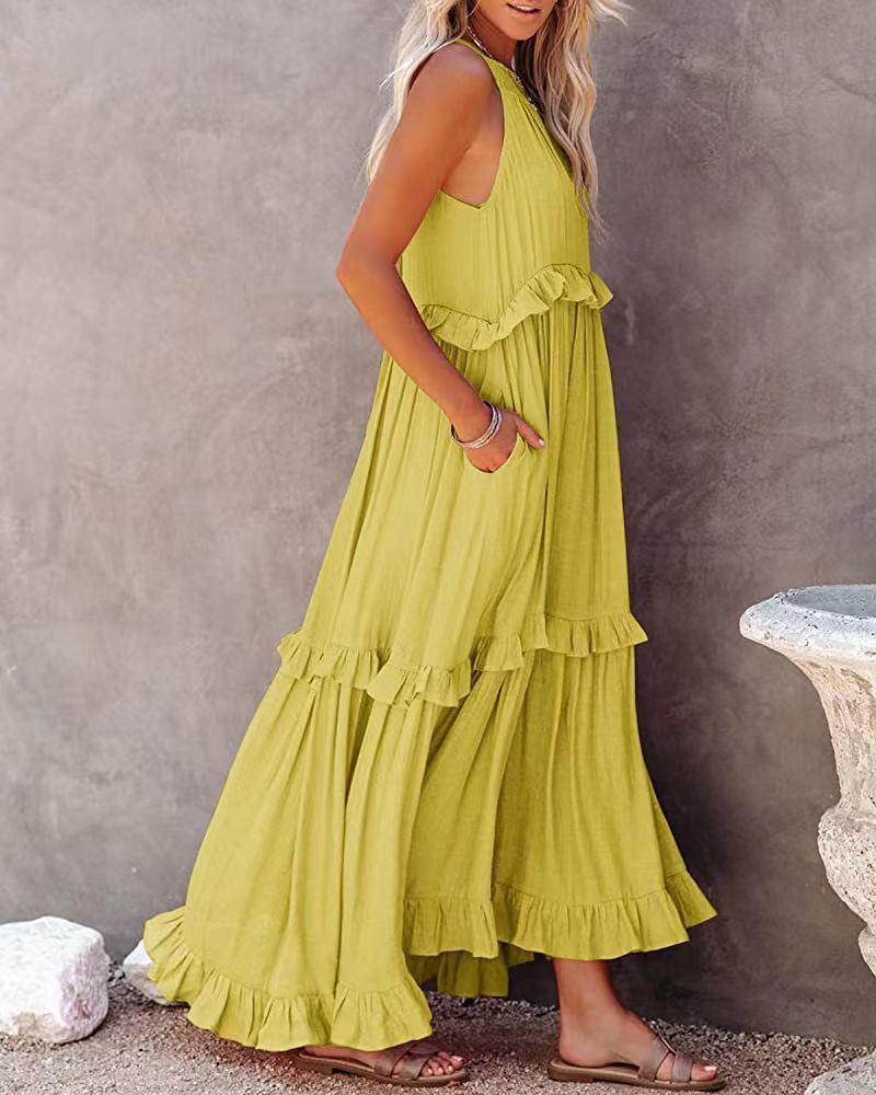 Valentina/Vestidos Midi con Volantes Elegantes