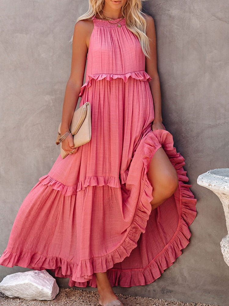 Valentina/Vestidos Midi con Volantes Elegantes