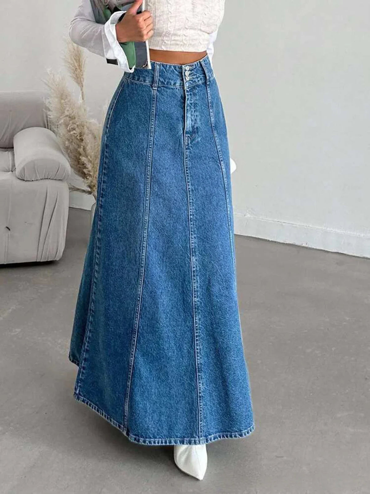 Long Denim | Falda Midi de Mezclilla Estilo Urbano