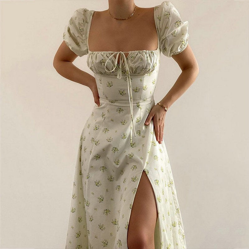 Amada/Vestidos Midi con Mangas Abullonada